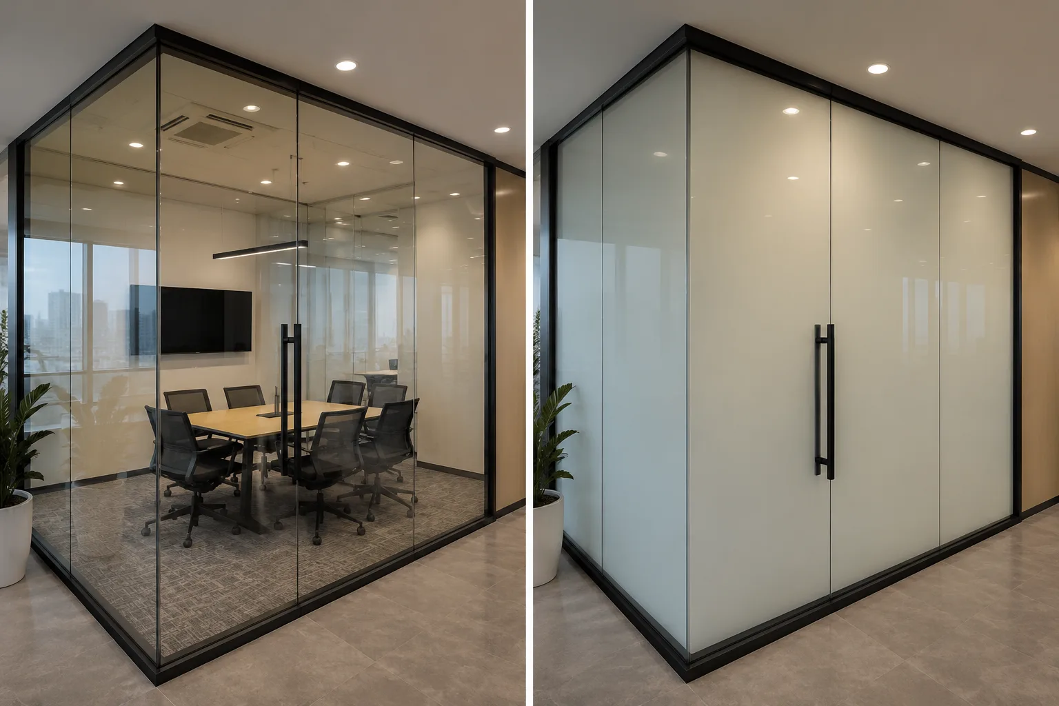 Glass Partitions & Shower Enclosures - Frameless Office Partitions by Fine Glaze